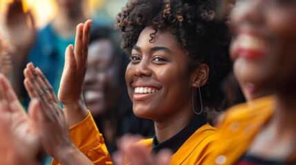 Poster - Smiling Woman Enjoying Group Applause