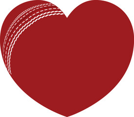 Sticker - A heart shaped cricket ball. Concept for passion or love of sports