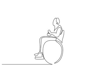 Wall Mural - electric wheelchair man patient one line art design vector