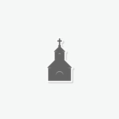 Wall Mural - Church black icon sticker isolated on gray background