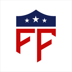 Wall Mural - Patriotic FF Logo Design. Letter FF Patriotic American Logo Design for Political Campaign and any USA Event.