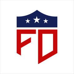 Wall Mural - Patriotic FD Logo Design. Letter FD Patriotic American Logo Design for Political Campaign and any USA Event.