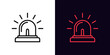 Outline siren lamp icon, with editable stroke. Emergency beacon with light rays. Police or ambulance flasher, alarm signal, emergency lamp, alert flash light, urgent warning and caution. Vector icon