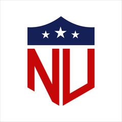 Patriotic NU Logo Design. Letter NU Patriotic American Logo Design for Political Campaign and any USA Event.