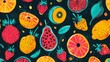 colorful fruit and vegetable pattern illustration poster background