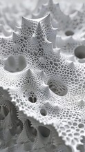 3D Organic Structure Resembling A Coral Or Bone Fragment. White Color. Generate An Image With A High Level Of Detail.
