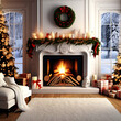 fireplace with christmas gifts