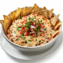 Wall Mural - Bowl of Mexican Queso Fundido dip with tortilla chips