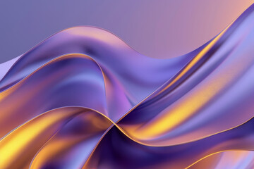 Wall Mural - abstract curve wave background, blue, purple, gold, gradient, smooth, 3d, with copy space