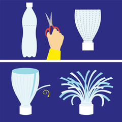 Wall Mural - Vector illustration of a set of icons for the production of plastic bottles