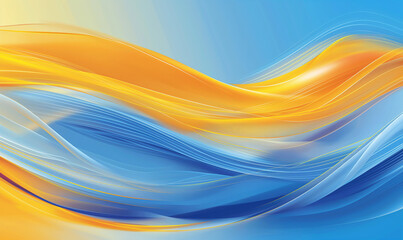 Wall Mural - abstract background, blue and yellow gradient, light waves, curved lines, smooth curves, gradient ba