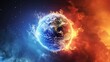 Planet Earth Divided by Fiery and Icy Halves