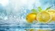 Lemon and Mint Splashing in Fresh Water