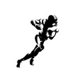 American football quarterback, front view isolated vector silhouette