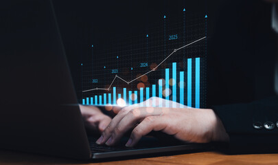Wall Mural - business analytics tools charts and graphs with statistics to analyze business potential and forecas