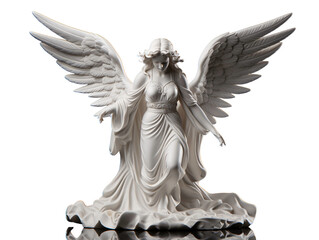 a white statue of a woman with wings