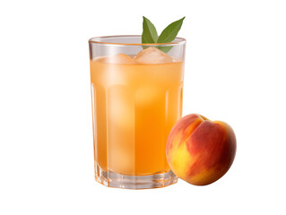 Canvas Print - a glass of orange juice and a peach