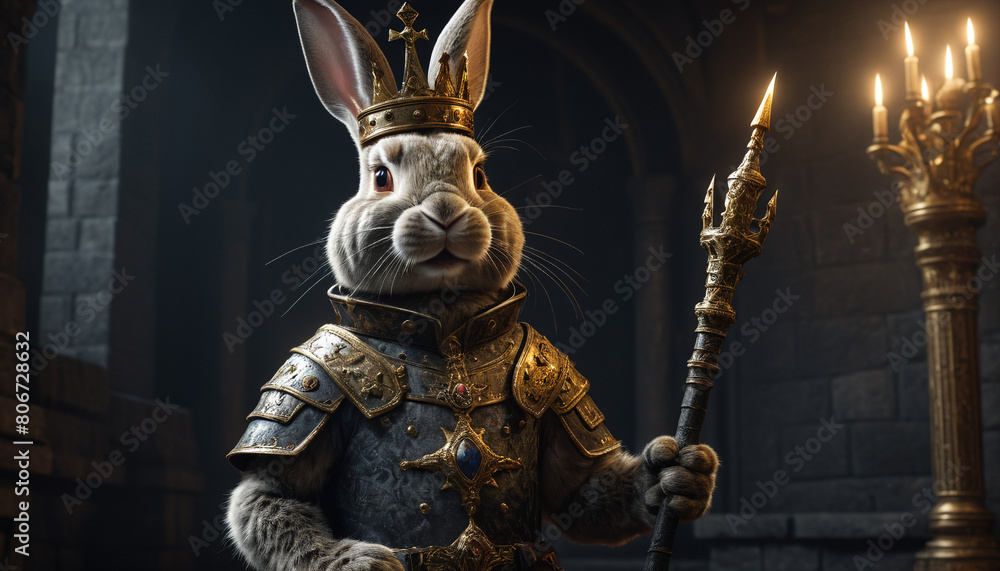 White-brown rabbit in various costumes, engaging in different ...