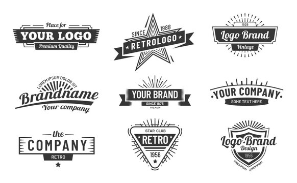 Vintage badge style set of company and brand. Vector of company design label, emblem retro illustration