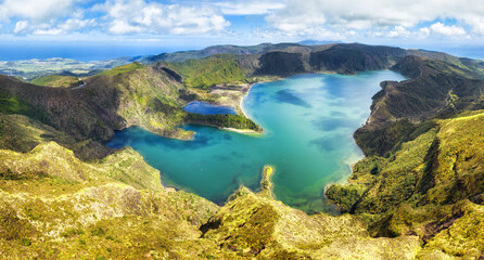 Poster - Beautiful panoramic view of Lagoa do Fogo lake in Sao Miguel Island, Azores, Portugal. 