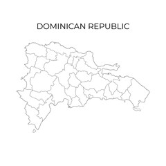  Dominican Republic administrative division contour map. Regions of Dominican Republic. Vector illustration