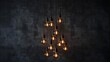 Artistic 3D visualization of an industrial hanging lamp with exposed bulbs, set against a dark, moody background for dramatic effect