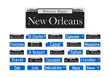 New Orleans famous streets signs collection in vector