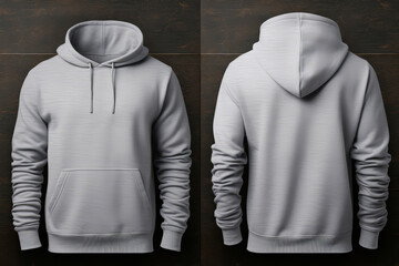 Elegant mockup of a grey hoodie, presented in a front and back view, on a chic backdrop for upscale brands,