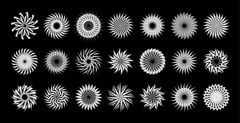 Wall Mural - Geometric sharp line abstract sun circle logo set
