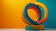Colorful Interlocking Rings Sculpture on a Pedestal