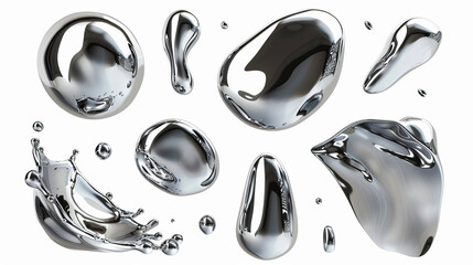 set  melty metal ,shapes isolated. 