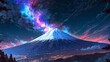 富士山イメージとオーロラ,Generative AI AI画像