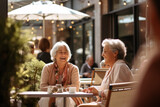 Fototapeta  - Joyful Senior Friends at a Café