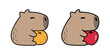 capybara icon vector orange apple fruit pet cartoon character logo symbol illustration clip art isolated design