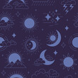 Night pattern moon sun and stars stylized pictures for seamless background