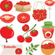 Set digital collage of red fresh tomato