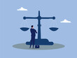 © Goodtime - Principles and business ethic to do right things,Business ethics in work and principles. Honesty, trust, responsibility in business.confident businessman leader lift balance ethical scale.