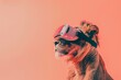 Lion with VR headset, AI generative art