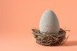 An concrete egg in the nest. Ai generative art