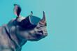Rhino with VR headset, AI generative art