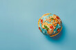 Earth globe made of pizza. AI generative art