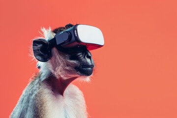 Wall Mural - Monkey with VR headset, AI generative art