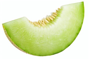 A slice of honeydew melon isolated on a white background.