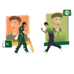 Wall Mural - Cricket Match Between Pakistan VS Ireland Player Team Character Illustration, Advertising Poster Design.