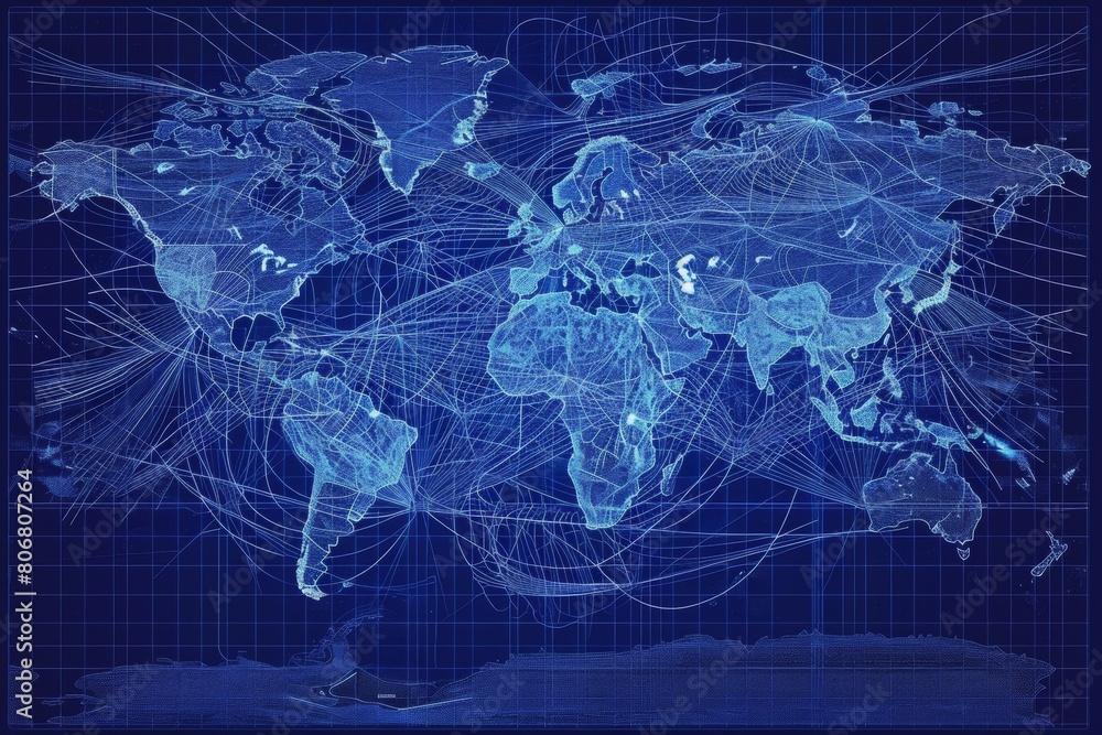 Global network map in blueprint - 1000 F 806807264 Er2dk8wG9bLv0bs8nWpyY4mx3Twb6O9Z 
