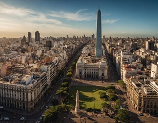 Witness the majestic skyline of Buenos Aires, with its iconic landmarks such as the Obelisco de Buenos Aires and the Teatro Colón dominating the cityscape