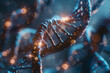 © HASAN - dna molecules , shining double helix close-up 3d render of dna structure Science concept texture