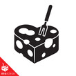 Heart shaped cheese and fork vector line icon