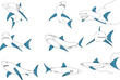 sharks set, sketch on white background vector