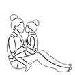 mom and daughter, sketch on white background vector